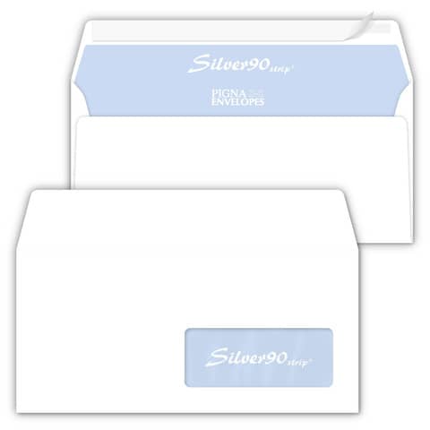 Buste con finestra Pigna Envelopes Silver90 Strip 90 g/m² 110x230 mm bianco Conf. 50 buste - 0062711